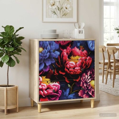 Komoda KIEL Tamni cvjetni uzorak 66 x 36,5 x 75 cm Sonoma - Tamni cvjetni uzorak Cijena