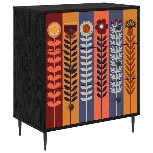 Komoda ESSEN Uzorak suncokreta 66 x 36,5 x 76 cm Crni hrast - Uzorak suncokreta Cijena