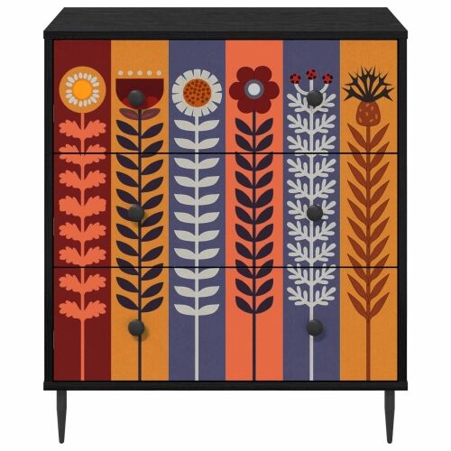Komoda ESSEN Uzorak suncokreta 66 x 36,5 x 76 cm Crni hrast - Uzorak suncokreta Cijena