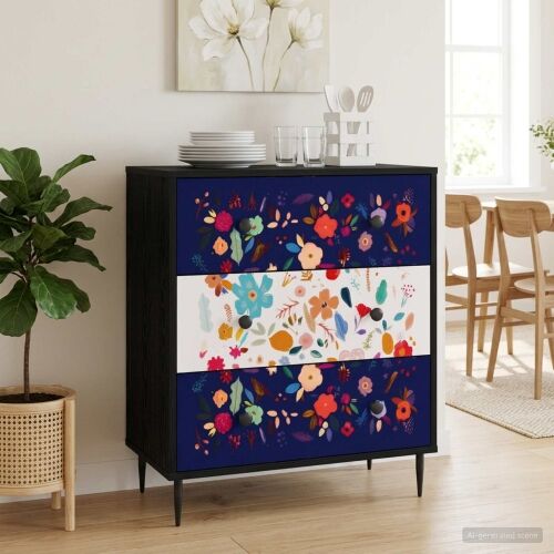 Komoda MAINZ Cvjetni uzorak 66 x 36,5 x 76 cm Konstruirano drvo - Cvjetni uzorak Cijena
