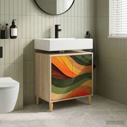 Kupaonski ormar BONN Sonoma 60 x 40 x 60 cm Konstruirano drvo - Retro valni uzorak Cijena