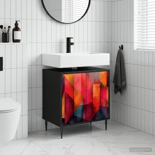 Kupaonski ormar HEESCH Crni hrast 60 x 40 x 61 cm - Tiskanje boja Cijena