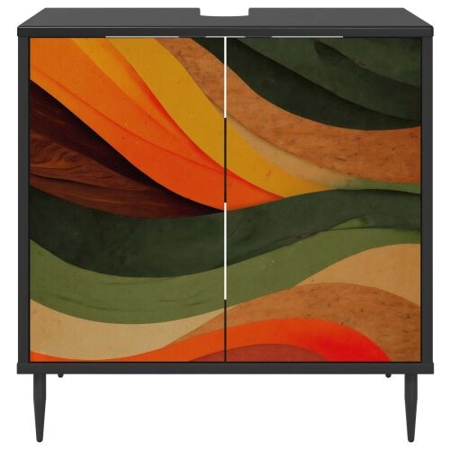 Kupaonski ormar BONN Crni hrast 60 x 40 x 61 cm - Retro valni uzorak Cijena