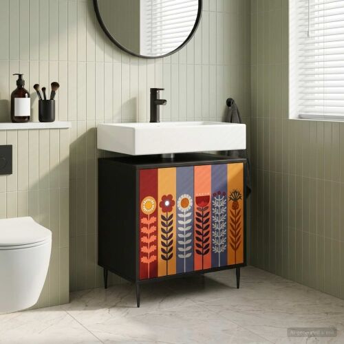 Kupaonski ormar ESSEN Crni hrast 60 x 40 x 61 cm - Uzorak suncokreta Cijena