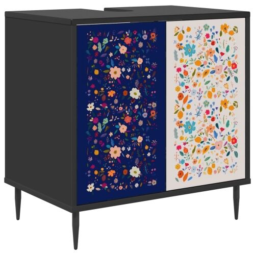 Kupaonski ormar MAINZ Crni hrast 60 x 40 x 61 cm - Cvjetni uzorak Cijena