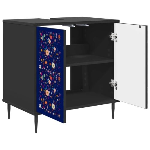 Kupaonski ormar MAINZ Crni hrast 60 x 40 x 61 cm - Cvjetni uzorak Cijena