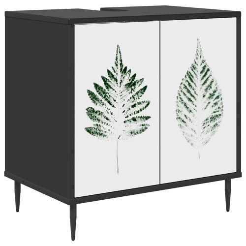 Kupaonski ormar HANAU Crni hrast 60 x 40 x 61 cm - Zeleni uzorak lišća Cijena