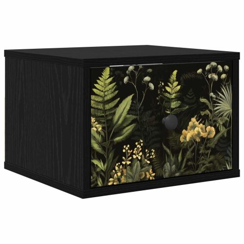 Wall-mounted noćni ormarić RHENEN Crni hrast 36 x 33 x 25 cm - Crni hrast Tropski uzorak džungle 1 Cijena