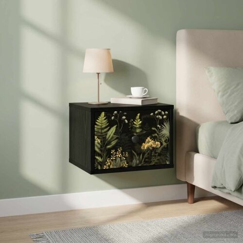 Wall-mounted noćni ormarić RHENEN Crni hrast 36 x 33 x 25 cm - Crni hrast Tropski uzorak džungle 1 Cijena