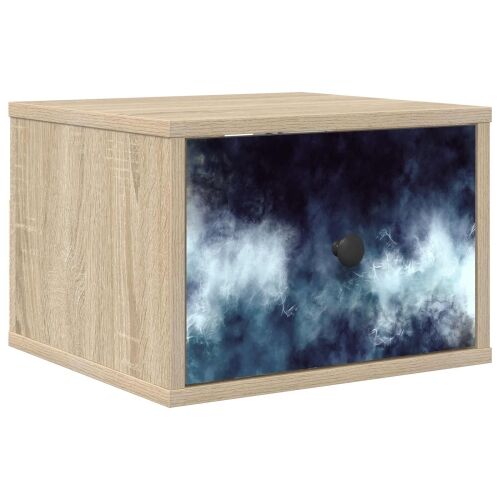 Wall-mounted noćni ormarić RAALTE Hrast sonoma 36 x 33 x 25 cm - Hrast sonoma Plavi mramorni uzorak 1 Cijena