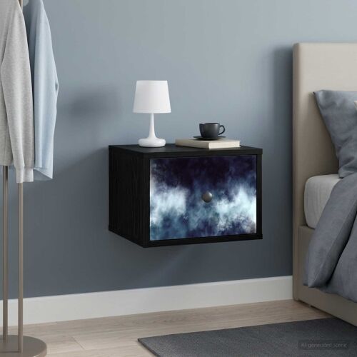 Wall-mounted noćni ormarić RAALTE Crni hrast 36 x 33 x 25 cm - Crni hrast Plavi mramorni uzorak 1 Cijena