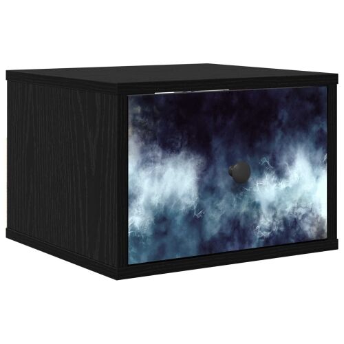 Wall-mounted noćni ormarić RAALTE Crni hrast 36 x 33 x 25 cm - Crni hrast Plavi mramorni uzorak 1 Cijena