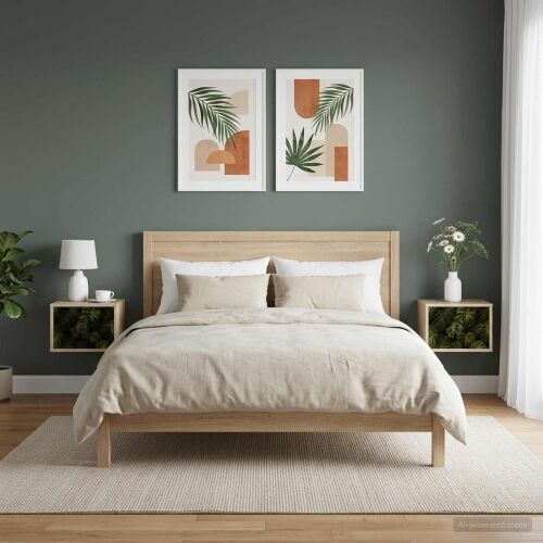 Wall-mounted noćni ormarić ELBURG 2 kom. Hrast sonoma - Hrast sonoma Print od palminih listova 2 Cijena