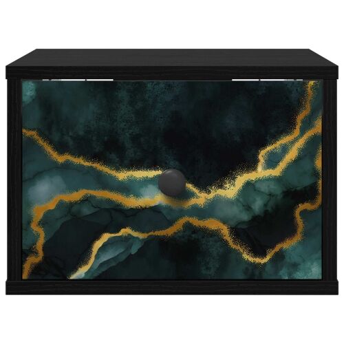 Wall-mounted noćni ormarić WIJHE Crni hrast 36 x 33 x 25 cm - Crni hrast Tirkizni mramorni uzorak 1 Cijena