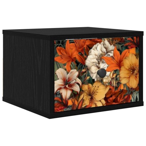 Wall-mounted noćni ormarić GENNEP Crni hrast 36 x 33 x 25 cm - Crni hrast Print ljiljana 1 Cijena