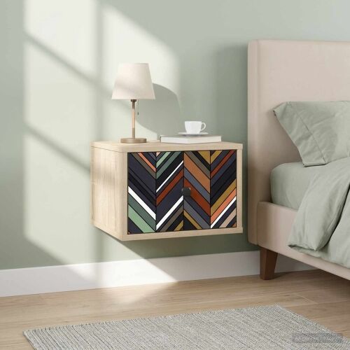 Wall-mounted noćni ormarić OMMEN Hrast sonoma 36 x 33 x 25 cm - Hrast sonoma Geometrijski uzorak 1 Cijena