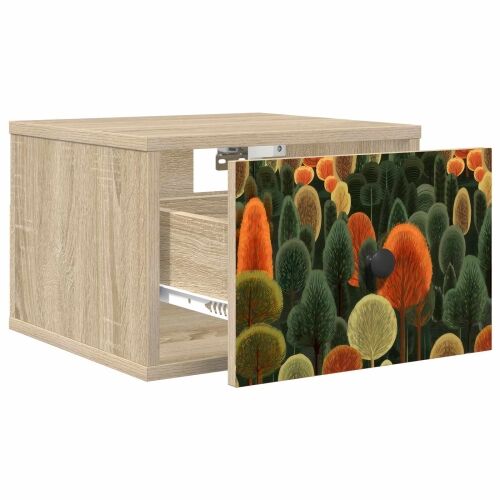 Wall-mounted noćni ormarić ZAANDAM Hrast sonoma 36 x 33 x 25 cm - Hrast sonoma Print šume 1 Cijena