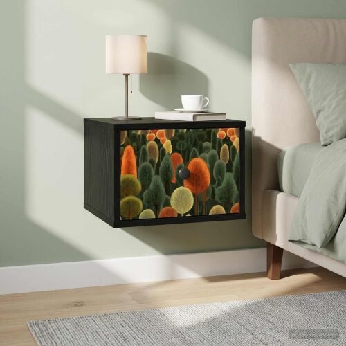 Wall-mounted noćni ormarić ZAANDAM Crni hrast 36 x 33 x 25 cm - Crni hrast Print šume 1 Cijena