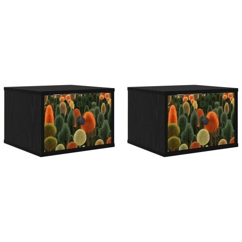 Wall-mounted noćni ormarić ZAANDAM 2 kom. Crni hrast - Crni hrast Print šume 2 Cijena