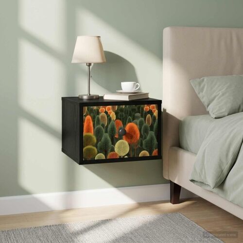 Wall-mounted noćni ormarić ZAANDAM 2 kom. Crni hrast - Crni hrast Print šume 2 Cijena