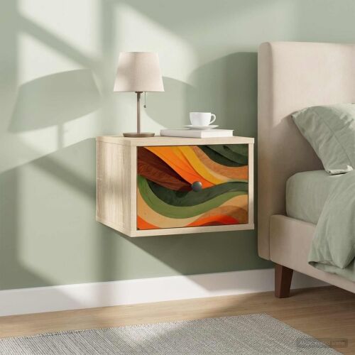 Wall-mounted noćni ormarić BONN Hrast sonoma 36 x 33 x 25 cm - Hrast sonoma Retro valni uzorak 1 Cijena