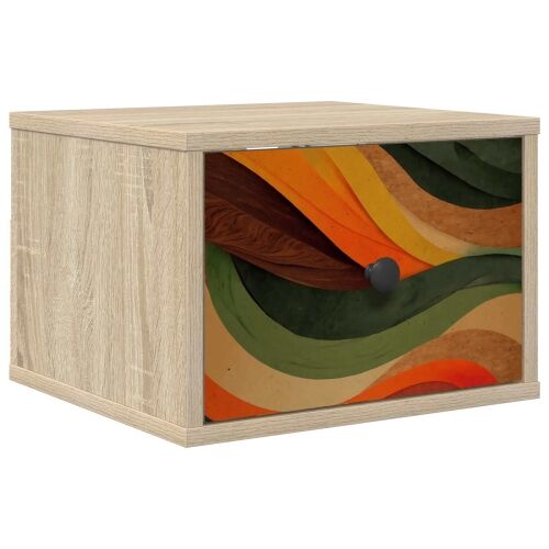 Wall-mounted noćni ormarić BONN Hrast sonoma 36 x 33 x 25 cm - Hrast sonoma Retro valni uzorak 1 Cijena