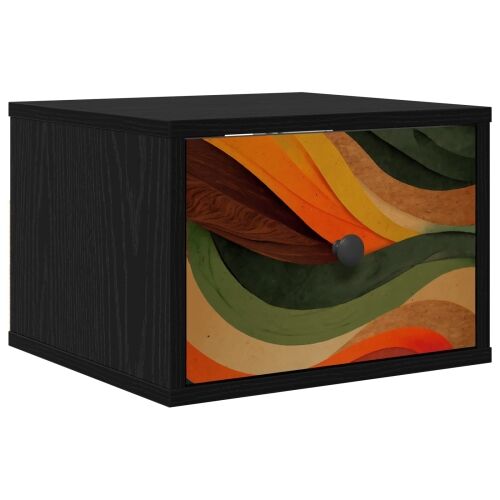 Wall-mounted noćni ormarić BONN Crni hrast 36 x 33 x 25 cm - Crni hrast Retro valni uzorak 1 Cijena