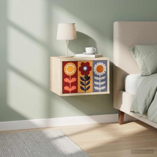 Wall-mounted noćni ormarić ESSEN Hrast sonoma 36 x 33 x 25 cm - Hrast sonoma Uzorak suncokreta 1 Cijena