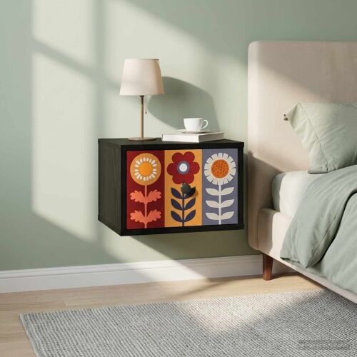Wall-mounted noćni ormarić ESSEN Crni hrast 36 x 33 x 25 cm - Crni hrast Uzorak suncokreta 1 Cijena