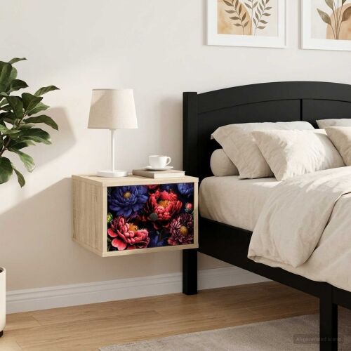 Wall-mounted noćni ormarić KIEL 2 kom. Hrast sonoma - Hrast sonoma Tamni cvjetni uzorak 2 Cijena