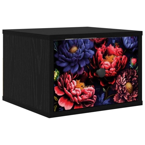 Wall-mounted noćni ormarić KIEL Crni hrast 36 x 33 x 25 cm - Crni hrast Tamni cvjetni uzorak 1 Cijena