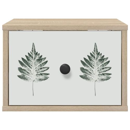 Wall-mounted noćni ormarić HANAU Hrast sonoma 36 x 33 x 25 cm - Hrast sonoma Zeleni uzorak lišća 1 Cijena