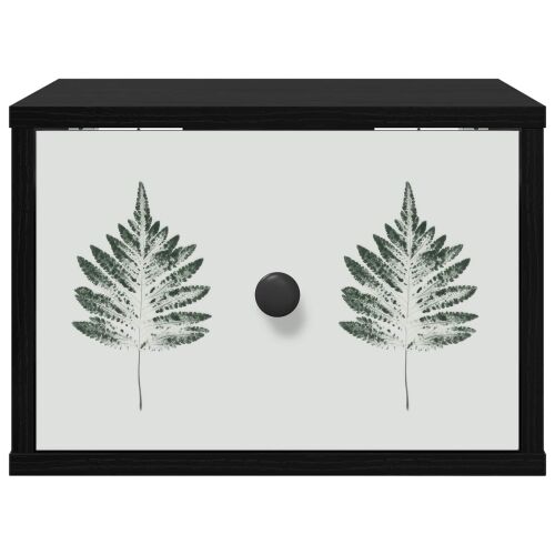 Wall-mounted noćni ormarić HANAU 2 kom. Crni hrast - Crni hrast Zeleni uzorak lišća 2 Cijena