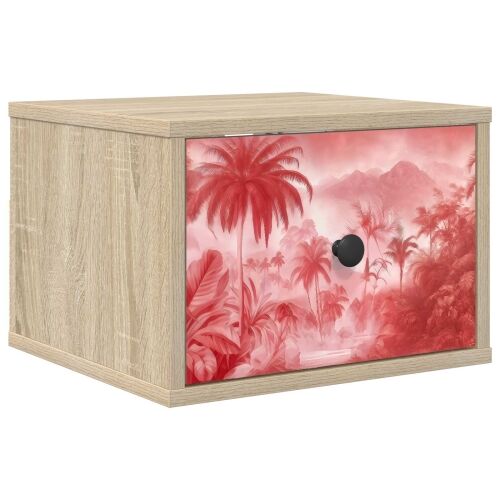 Wall-mounted noćni ormarić AACHEN Hrast sonoma 36 x 33 x 25 cm - Hrast sonoma Ružičasti uzorak palme 1 Cijena