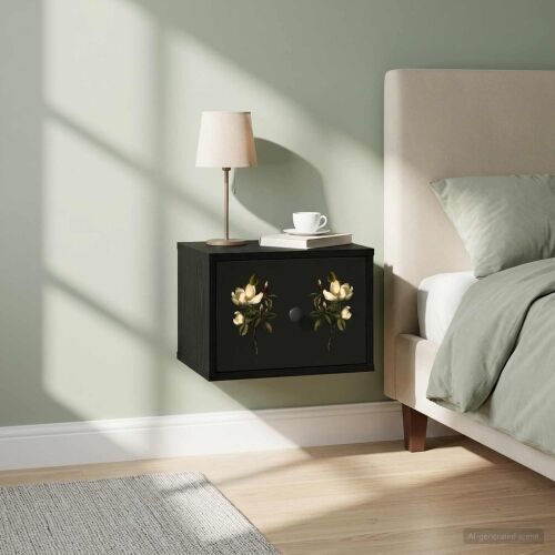 Wall-mounted noćni ormarić BREMEN Crni hrast 36 x 33 x 25 cm - Crni hrast Magnolijski uzorak 1 Cijena
