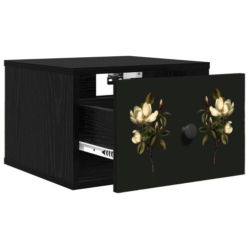 Wall-mounted noćni ormarić BREMEN Crni hrast 36 x 33 x 25 cm - Crni hrast Magnolijski uzorak 1 Cijena