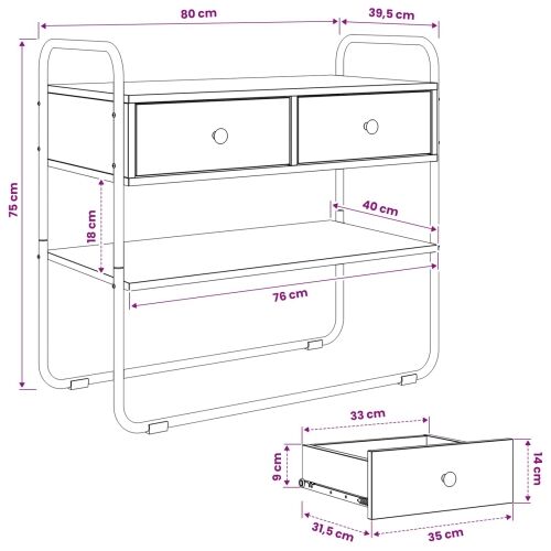 Konzolna stolica Dimljeni hrast 80 x 40 x 75 cm - Dimljeni hrast 80 x 40 x 75 cm Cijena