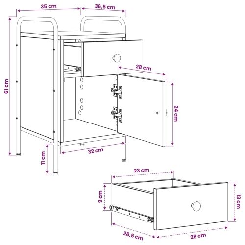 Noćni ormar 2 kom. Crni hrast 35 x 36,5 x 61 cm - Crni hrast 2 Cijena