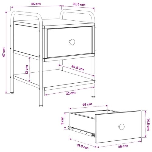 Noćni ormar 2 kom. Dimljeni hrast 35 x 36,5 x 47 cm - Dimljeni hrast 2 Cijena