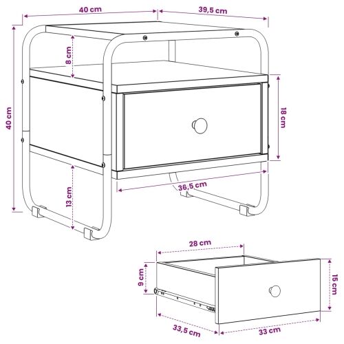 Noćni ormar 2 kom. Siva Sonoma 40 x 39,5 x 40 cm - Siva Sonoma 2 Cijena
