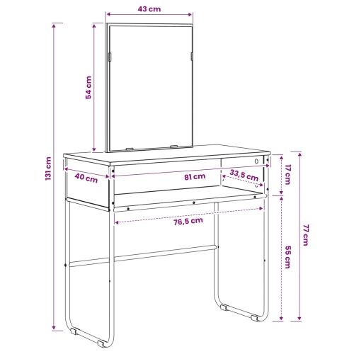 Toaletni stol Hrast sonoma 81 x 40 x 131 cm Konstruirano drvo - Hrast sonoma Cijena