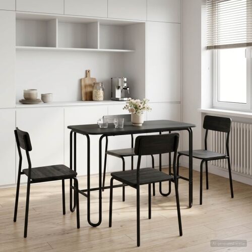 Stol za objedovanje 100 x 50 x 75 cm Konstruirano drvo Crna - Crna Cijena