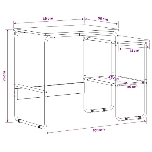 Stol s pohranom Crni hrast 100 x 50 x 75 cm - Crni hrast Cijena