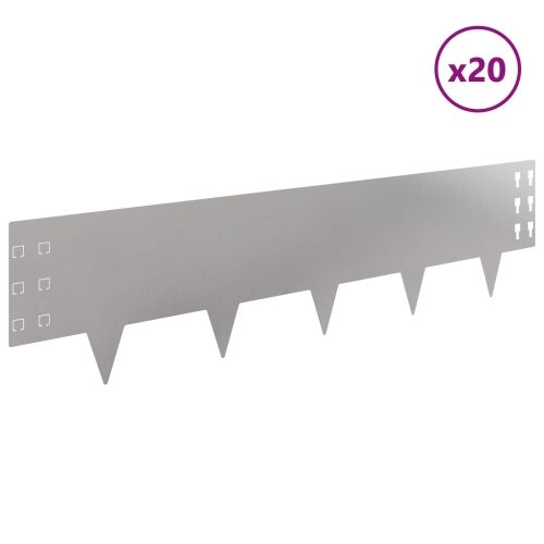 Ograda oko Travnjaka 20 kom. 100 x 25 cm Čelik Srebrna - Nehrđajući čelik 20 25 cm Cijena