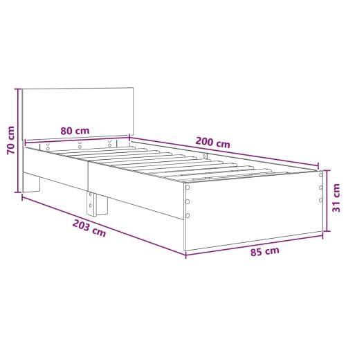 Okvir kreveta s uzglavljem Siva Sonoma Konstruirano drvo - Siva Sonoma 80 x 200 cm Cijena