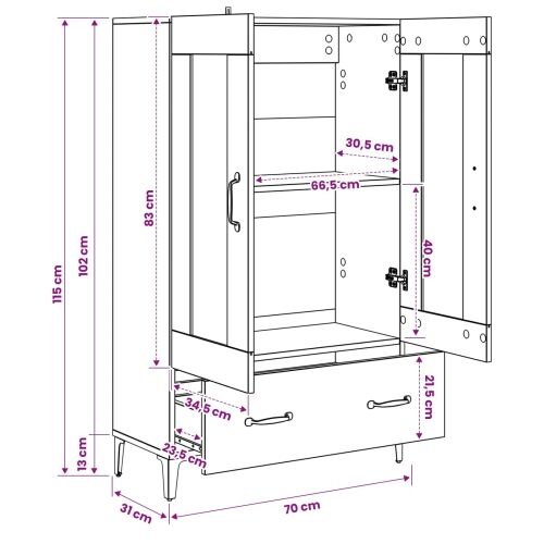 Kuhinjski ormarić Staro drvo 70 x 31 x 115 cm Konstruirano drvo - Staro drvo Cijena