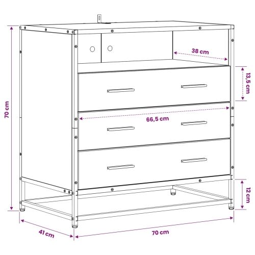 Ormar s ladicama 3-Ladica Staro drvo 70 x 41 x 70 cm - Staro drvo Cijena