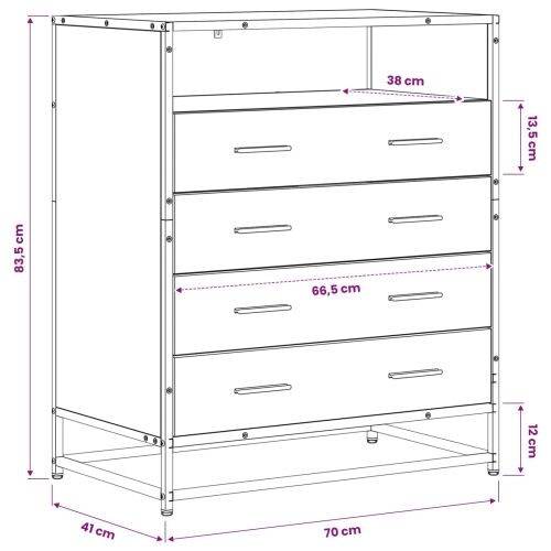 Ormar s ladicama 4-Ladica Staro drvo 70 x 41 x 83,5 cm - Staro drvo Cijena