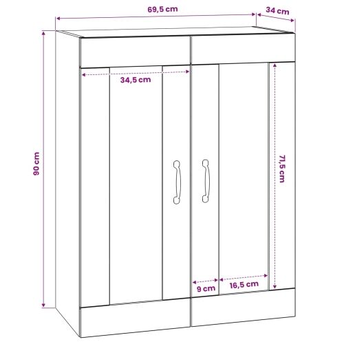Ormar za Zid Crni hrast 69,5 x 34 x 90 cm Konstruirano drvo - Crni hrast Cijena
