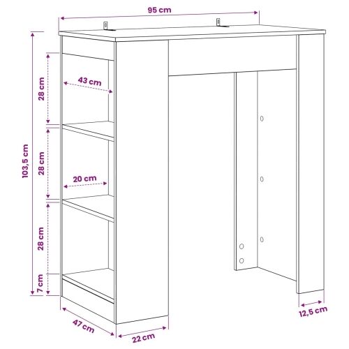 Stol za bar 95 x 47 x 103,5 cm Konstruirano drvo Crni hrast - Crni hrast Cijena